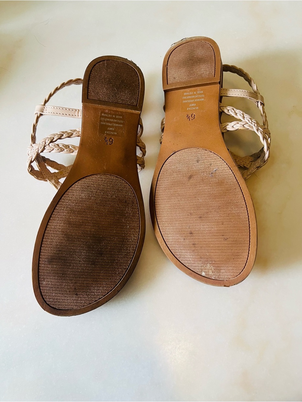 Kelly & Katie Braided T-Strap Sandal in Beige and Brown - Picture 5 of 8